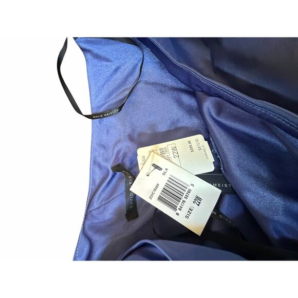 NWT David Meister Blue One Shoulder Jeweled Gown - Size 22 - Picture 14 of 16